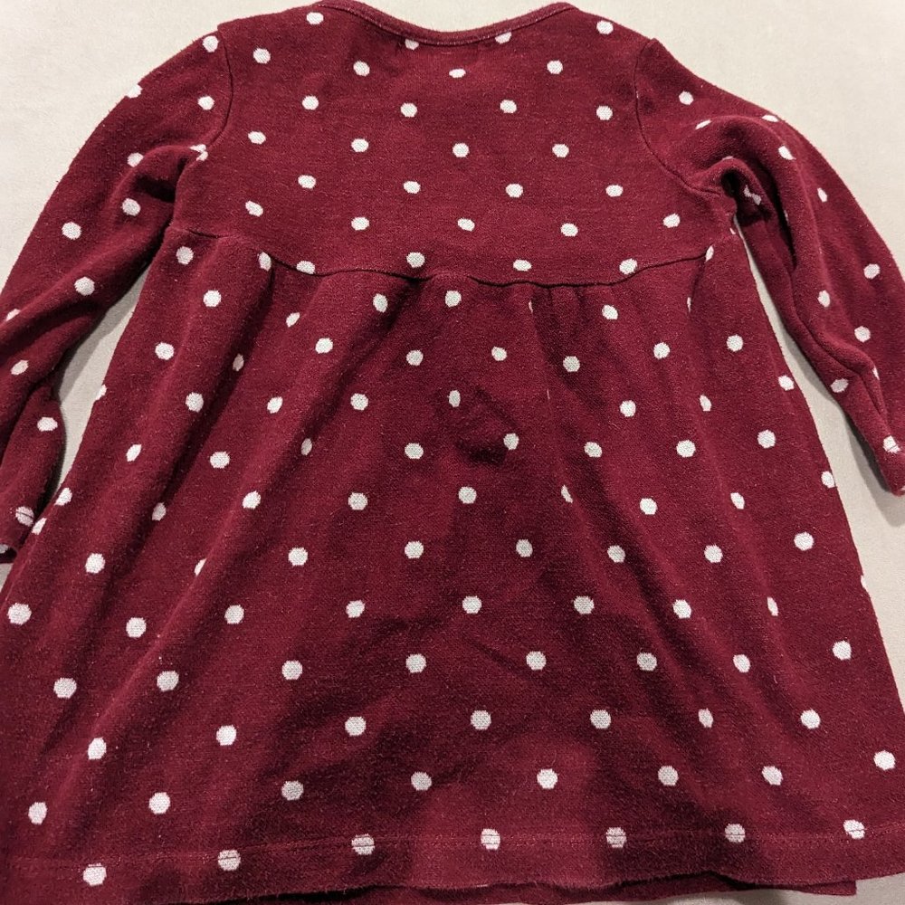 Maroon polka dot long sleeve dress
